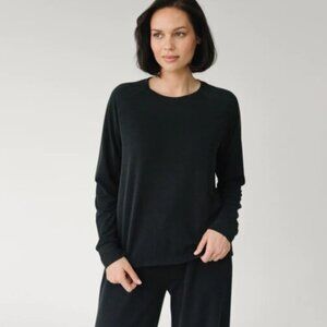 Cozy Earth Crew Neck Raglan Sleeve Tee Black Casual Basic Simple Womens Size XS